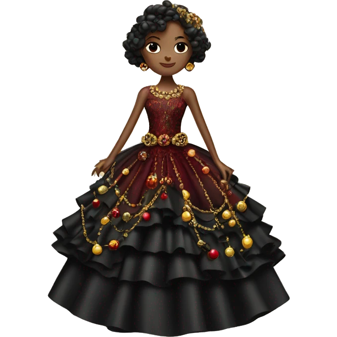 Dolce and Gabbana dark dress with colourful ornament dark red black and golden detais  emoji