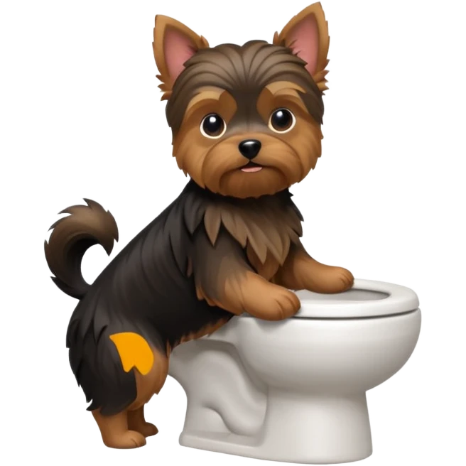 Yorkshire terrier na privada sentado fazer poop 3D emoji