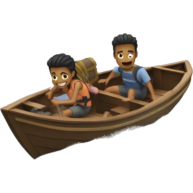 two friends escaping on boat emoji