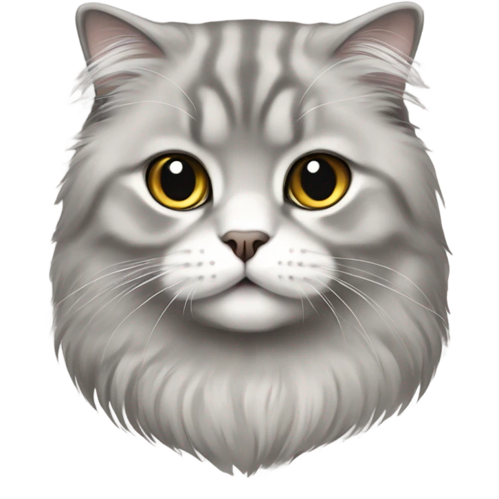 scottish fold cat gray long-haired  emoji