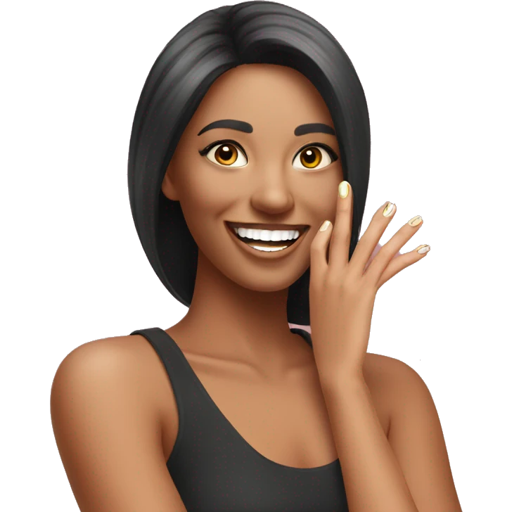 Happy client with cute nails emoji
