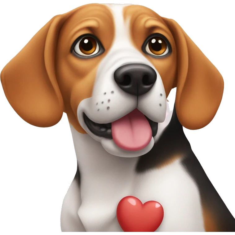 Beagle and milenua sharing love emoji