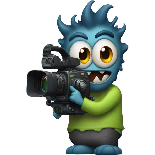 Monster holding a camera emoji