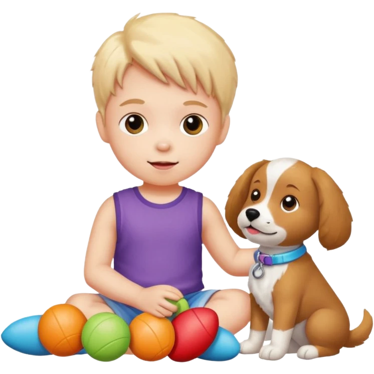 child with dog toys emoji