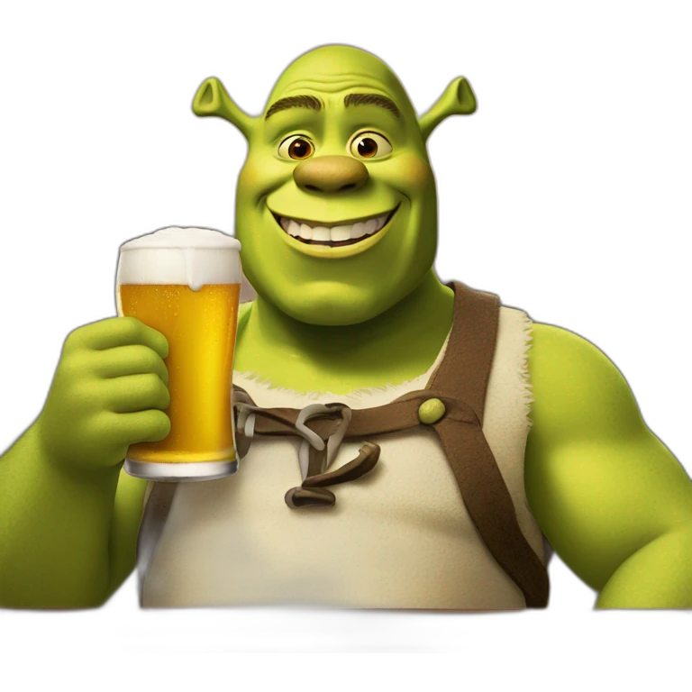Shrek with a beer emoji