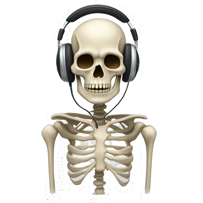 a horned skeleton uses a headset emoji