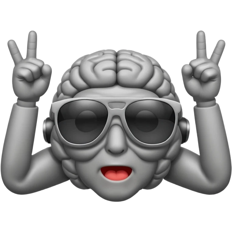 Brain with sunglasses and finger guns emoji