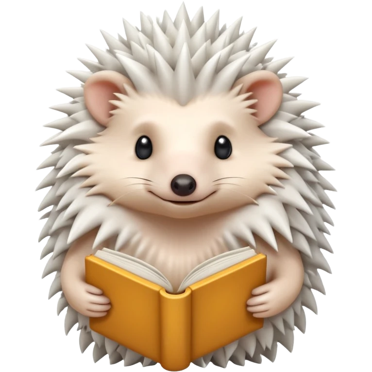 White hedgehog + book emoji