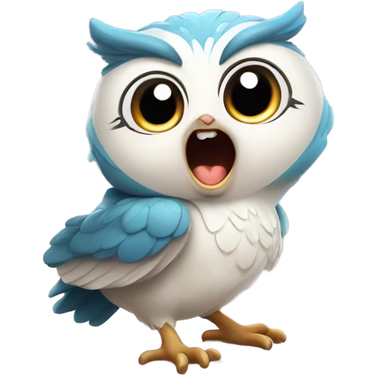 Waking up and yawning cute magical baby owl emoji