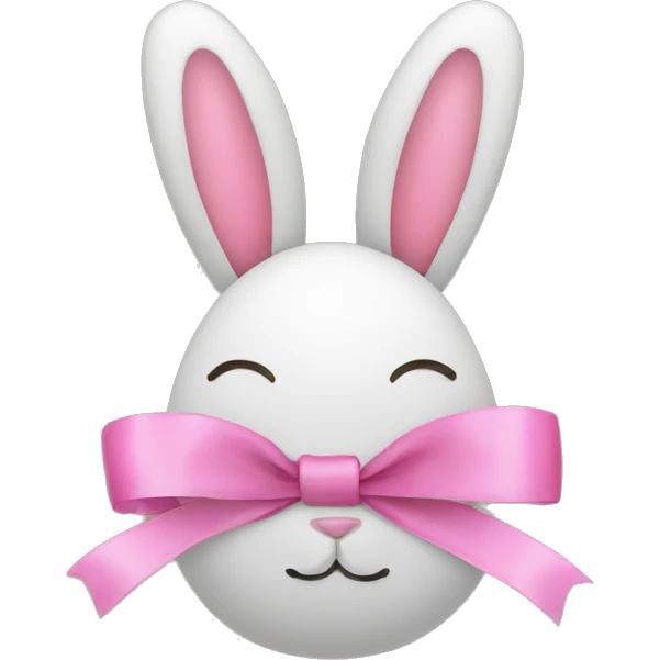 Easter Bunny with three heads and a pink ribbon emoji