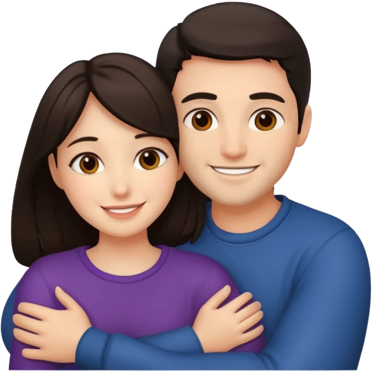 couple hug with warm smiles emoji