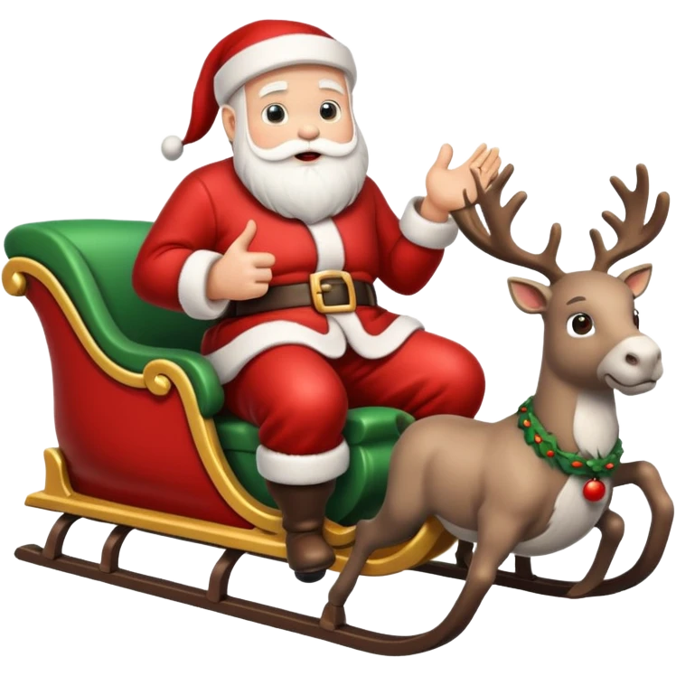 d'Eco de noël avec le père noël sur son traineau très réaliste sur un fond enneigé emoji