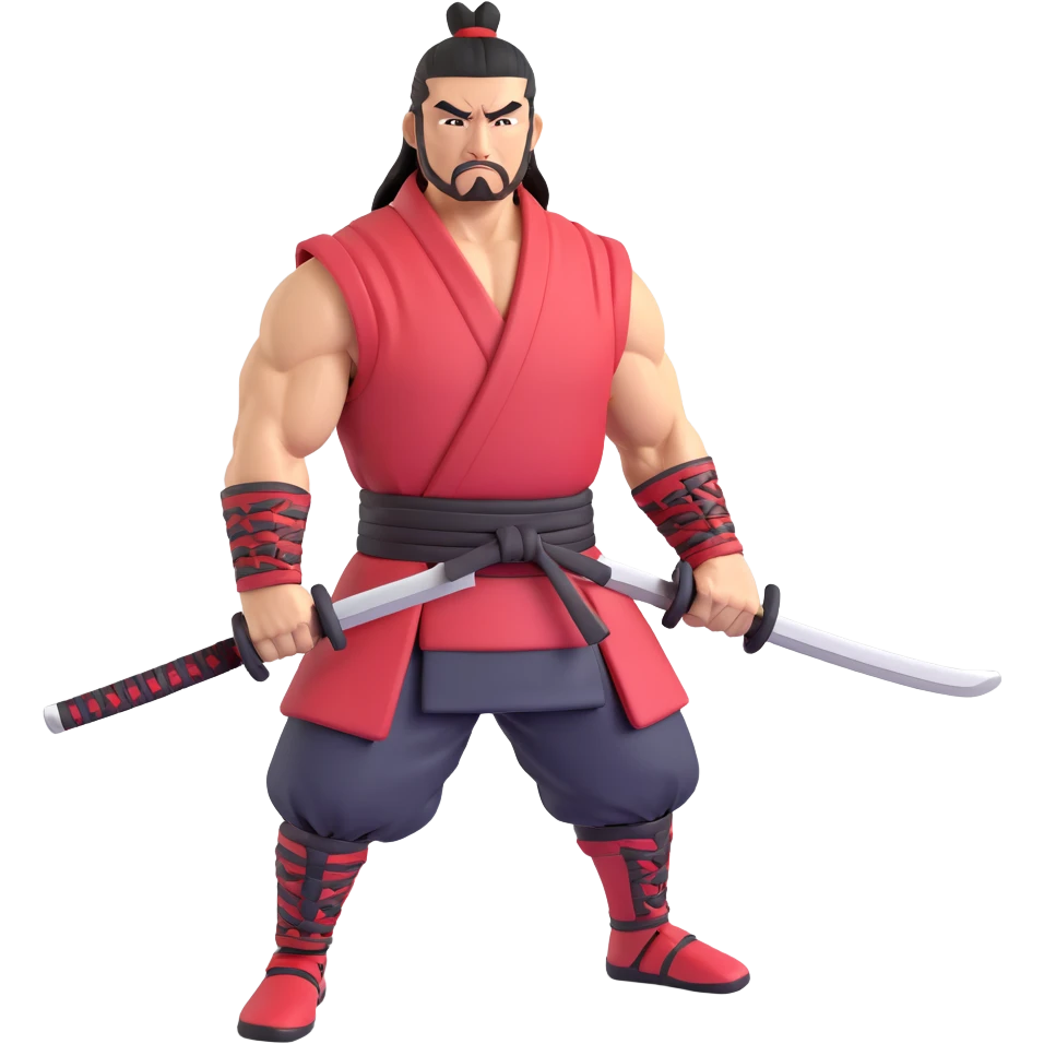 A muscular samurai with depth and shading emoji
