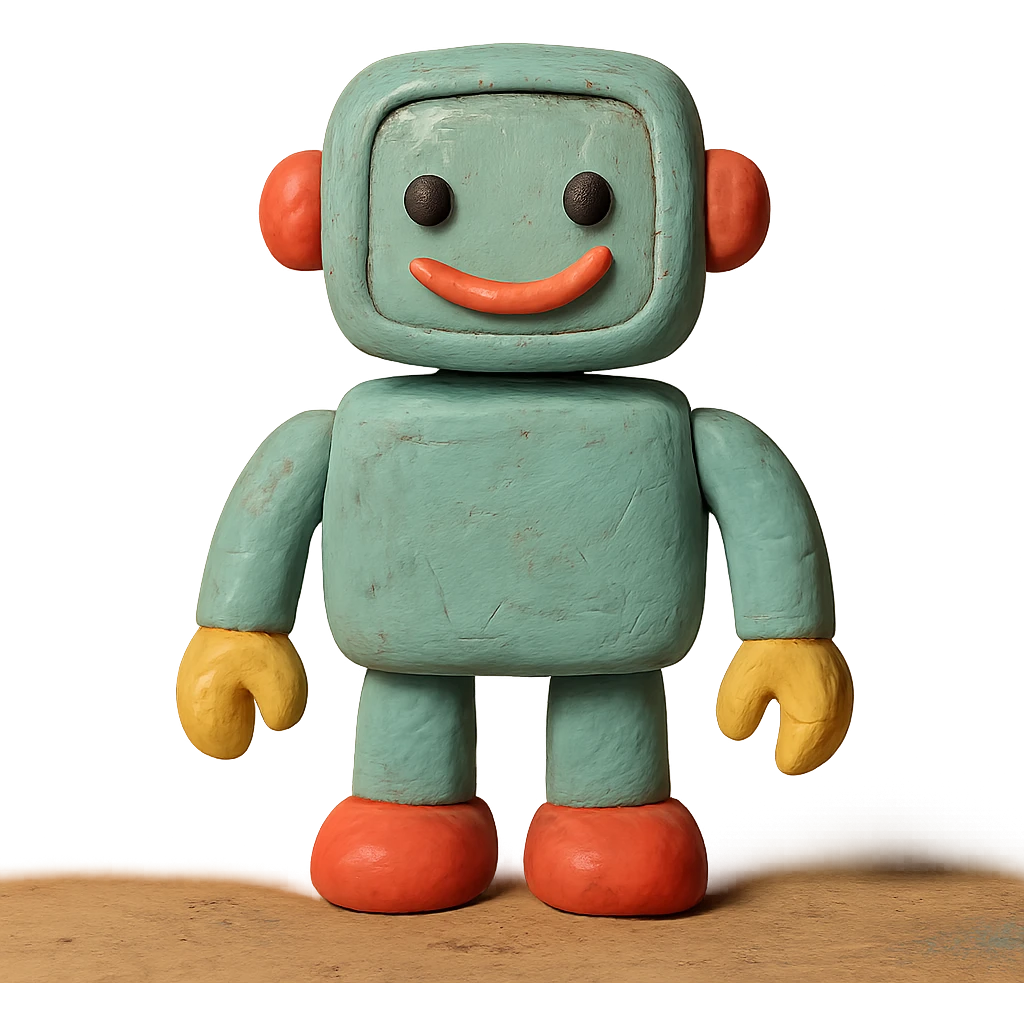 claymation style smiling robot emoji