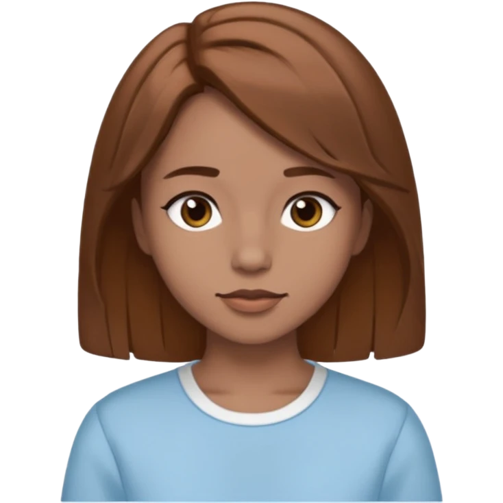 GloomyKassie with brown medium hair, light blue outfit emoji