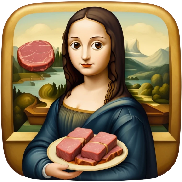 surreal style art mona lisa SPAM MEAT painting  emoji