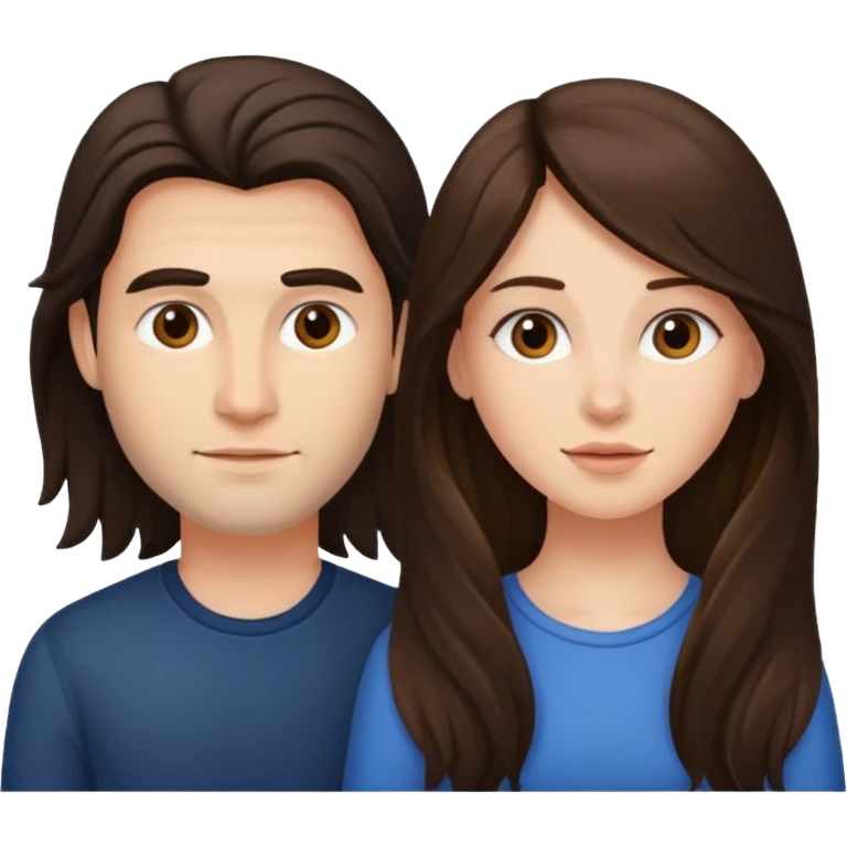 Brunette woman cock long haired man emoji