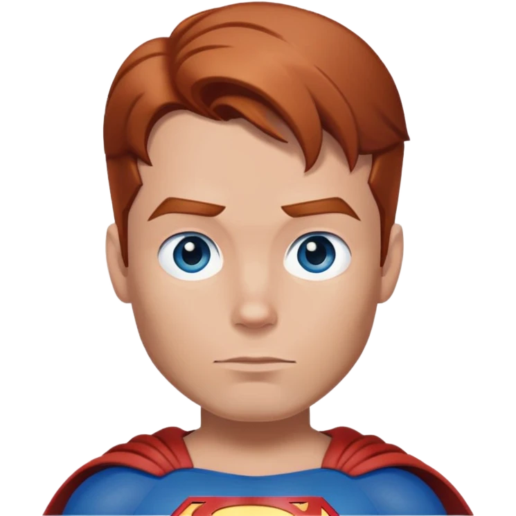 Flying superman with redish brownish hair, blue eyes no cape emoji