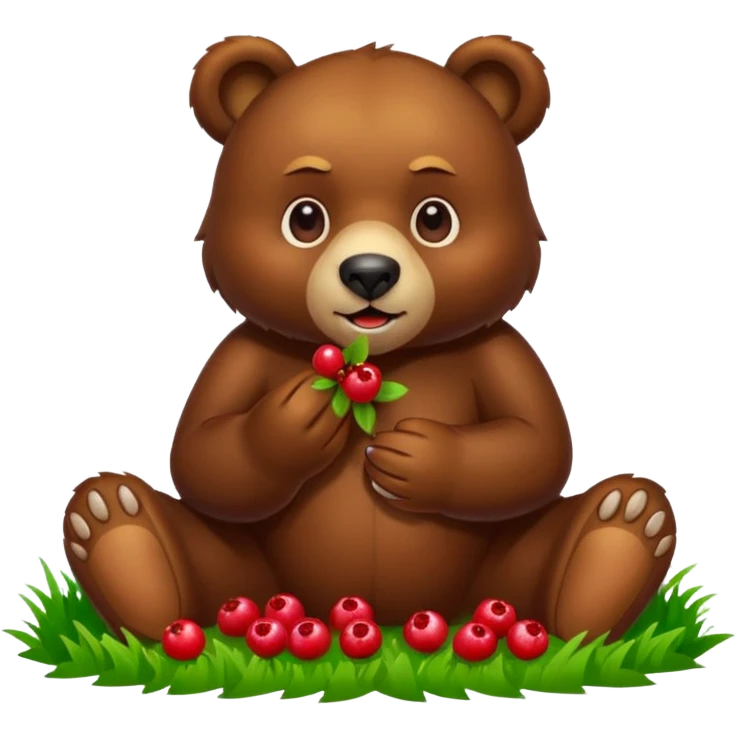 bear with berryes on grass emoji