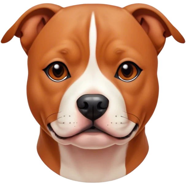 Cinematic Noble Red/Fawn Staffordshire Bull Terrier Portrait Emoji, Poised and regal, with a compact, muscular build and a sleek, well-groomed red/fawn Fur accented by subtle white markings, deep-set soulful dark eyes, Simplified yet sharp and sophisticated features, highly detailed, glowing with a soft, dignified glow, high shine, intelligent and loyal, stylized with an air of strength, focused and attentive, soft glowing outline, capturing the essence of a watchful and confident guardian, so majestic it feels as though it could stride out of the screen with effortless authority! emoji