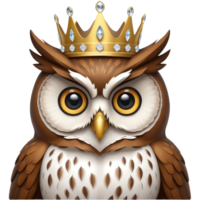 Owl Duke – wise owl with crystal crown perched gracefully. emoji