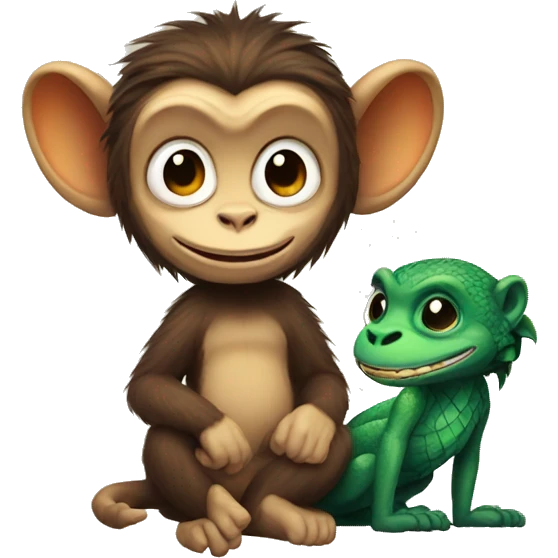 Monkey with a pet dragon emoji