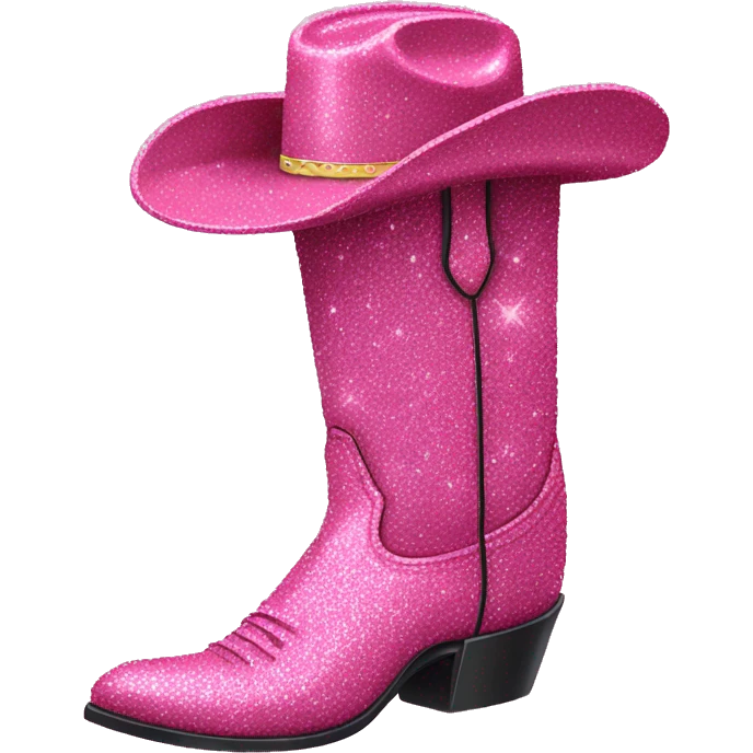 Pink glitter cowboy boot emoji