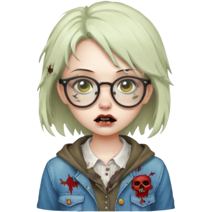 cute zombie girl with glasses emoji