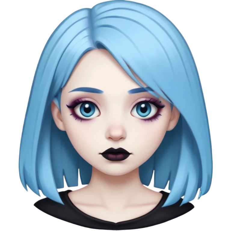 pale blue haired goth baddie emoji