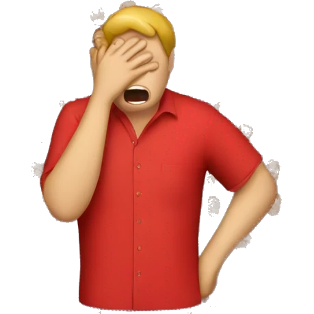 Red shirt worker crying emoji