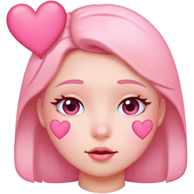 blushing with pink hearts emoji