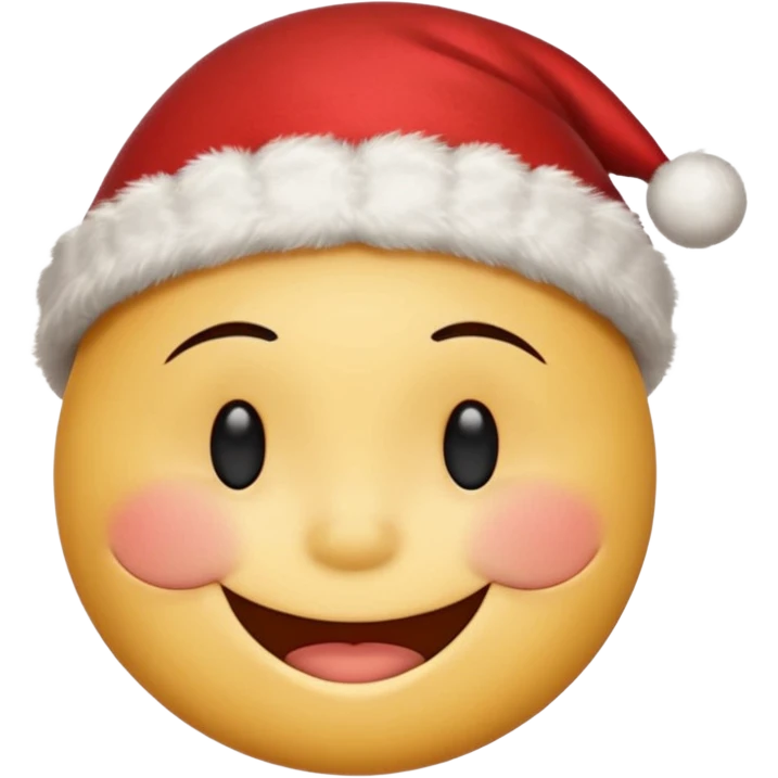 smiley face with closed eyes in a red Christmas hat emoji
