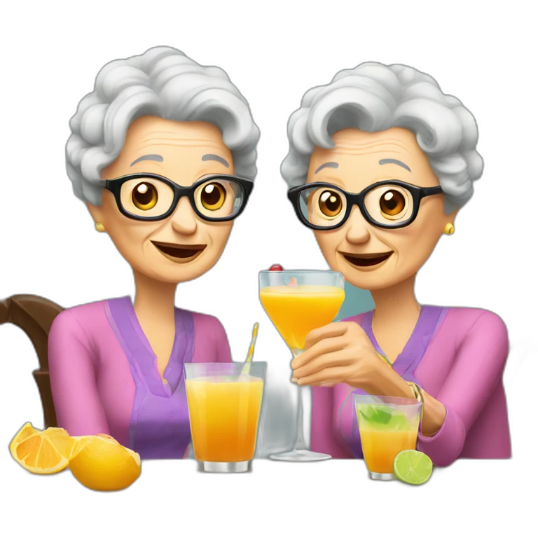 Two grandmas drinking cocktails emoji