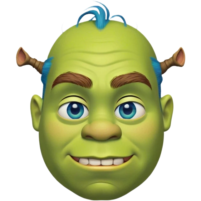 Shrek blue eyes and hair on face ￼ emoji