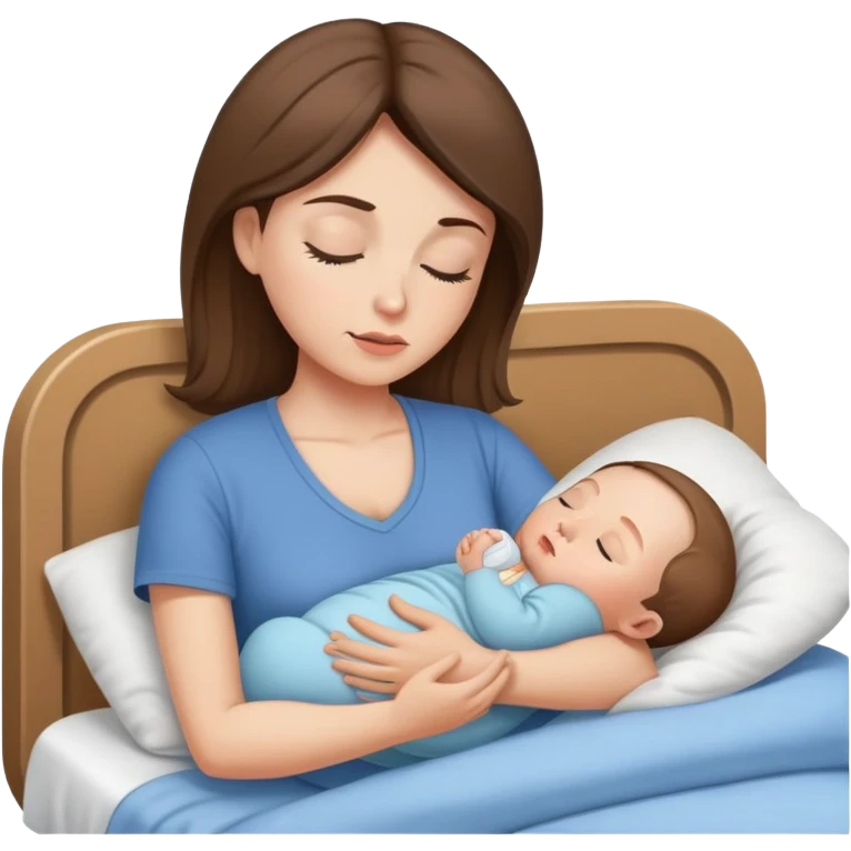 Light brunette fit mom forcing baby boy to go to sleep emoji