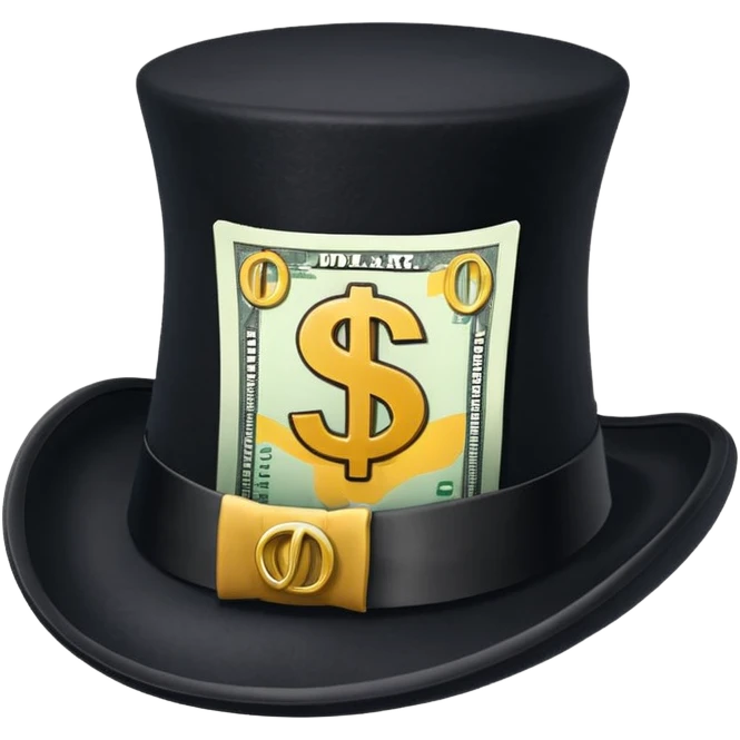 top hat with "$" print emoji
