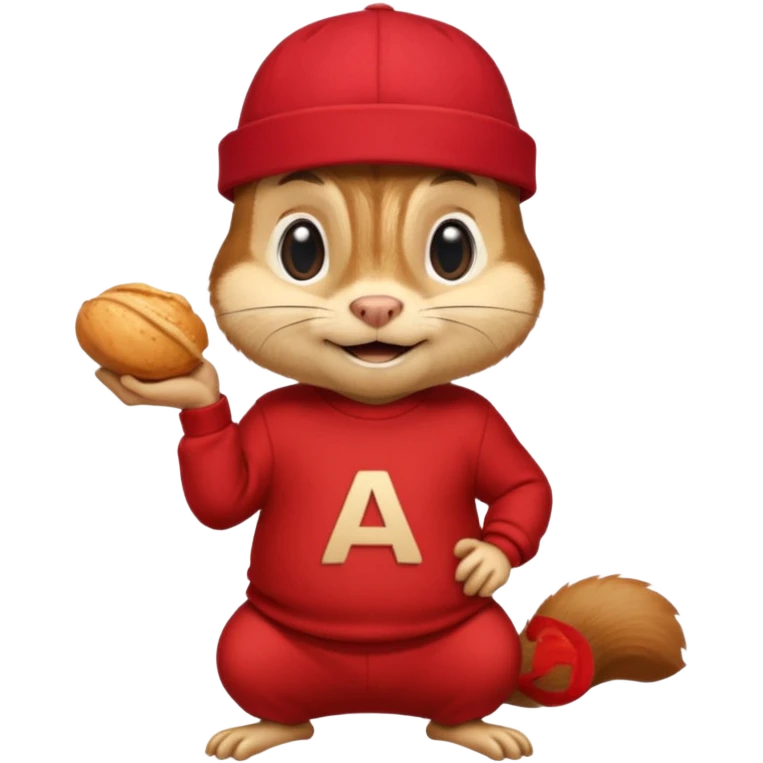CHIPMUNK ALVIN FROM ALVIN AND THE CHIPMUNKS WITH RED SHIRT AND RED HAT VERY SKINNY AND MALNOURISHED. SKINNY THIN BODY CHIPMUNK HE HAS TO BE A CHIPMUNK emoji