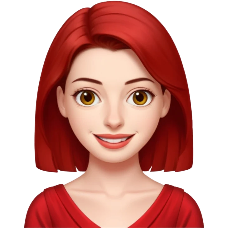 Anne Hathaway in red dress, cute emoji