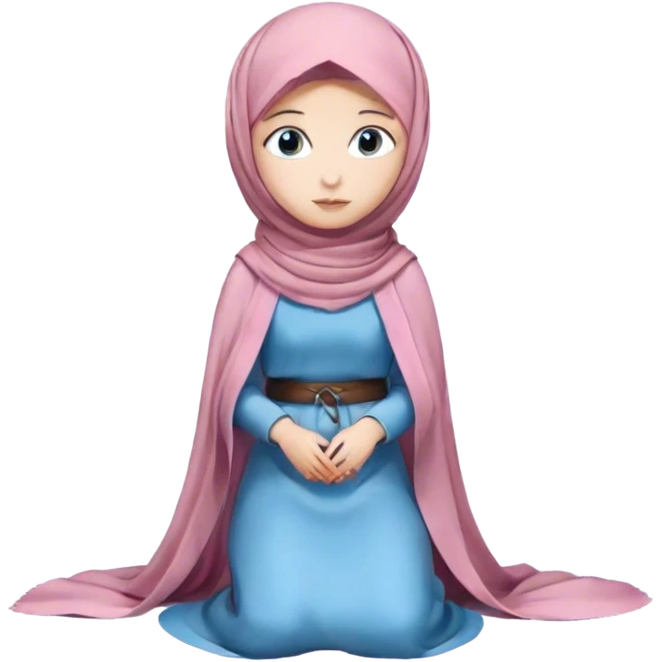 Turkish beautiful finish Konya girl blue eyes with hijab and sakura dress long tailed on the floor  emoji