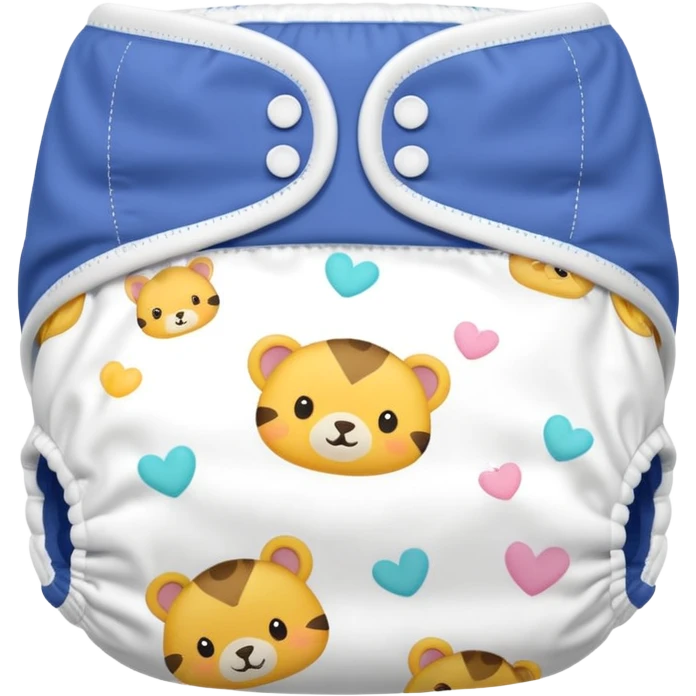 White baby diaper with cute animal drawings on it emoji