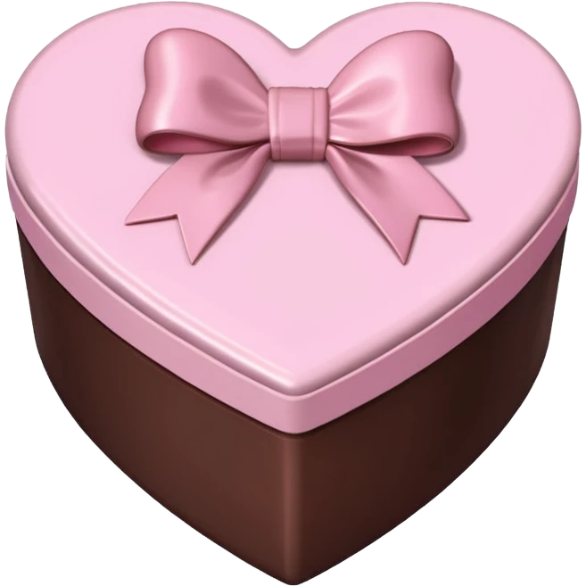 pale pink heart box, pale pink bow, filled with chocolates inside emoji
