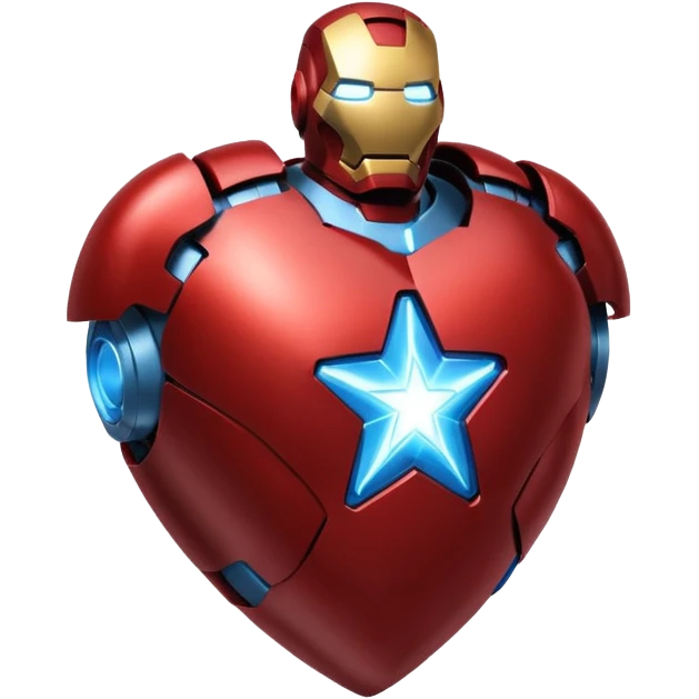 A red Iron Man heart with a glowing blue star in the center emoji