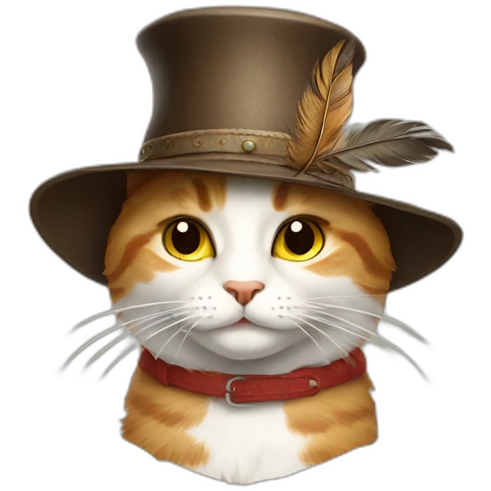 the cat in polish hat with feather emoji