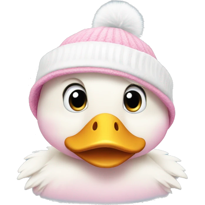A pink duckling wearing a white winter hat emoji