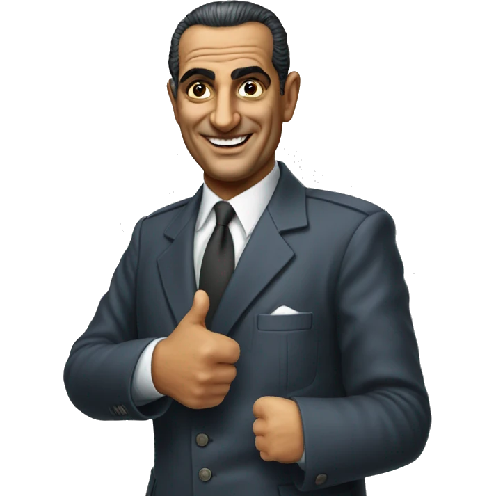 photorealistic Gamal Nasser shows thumbs up emoji
