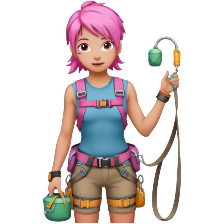 climber girl with pink hair emoji