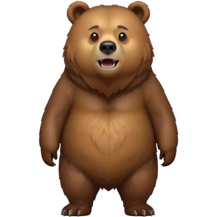 cinematic-[grizzly bear]-realistic-full-body-standing-emoji,-tail-tucked-close,-head-tilted-dramatically,-thick-[brown]-fur,-simplified-yet-realistic-focused-features,-highly-detailed,-glowing-with-an-almost-sarcastic-glow emoji