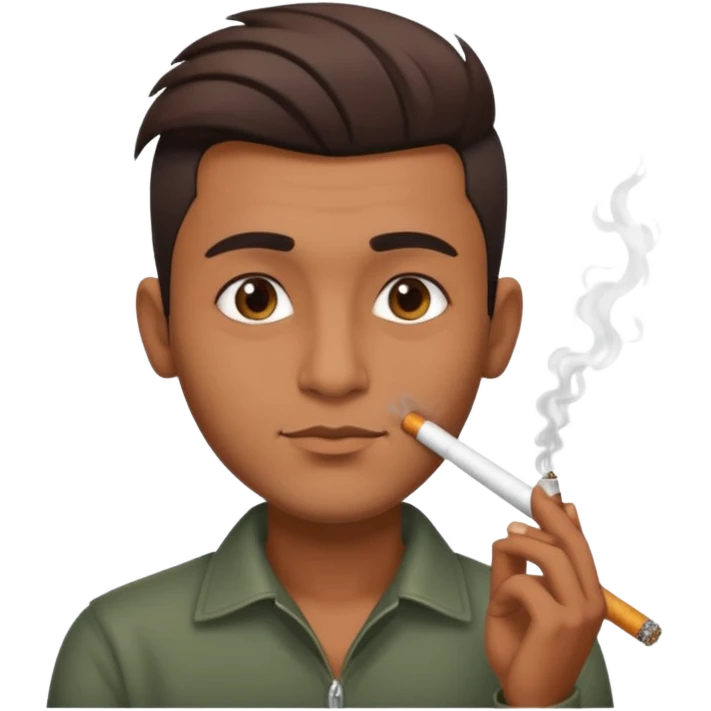 Indian brown guy with side gfade hair style, smoking cigarette emoji
