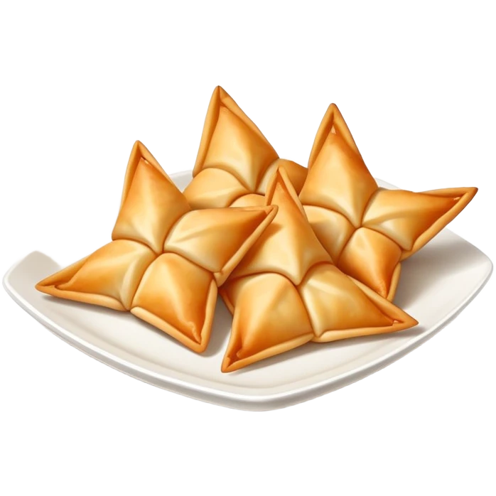 Crab Rangoons with a dipping sauce emoji