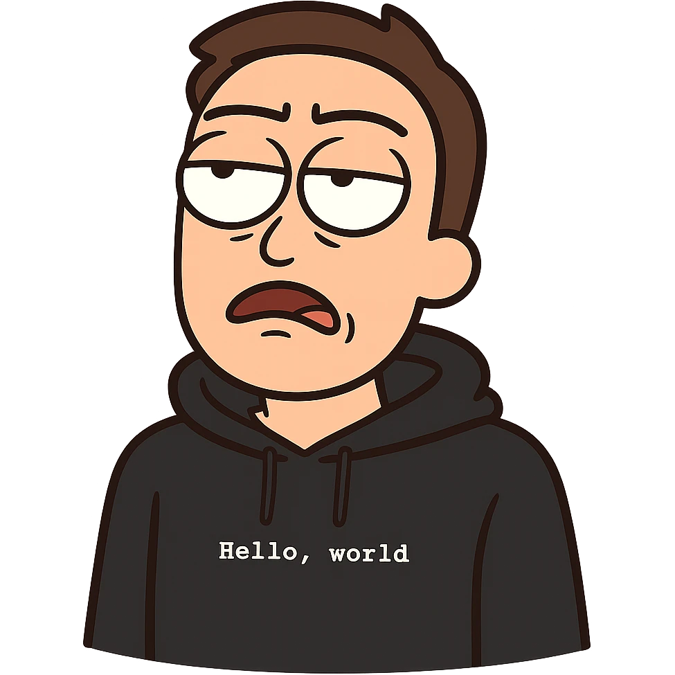 Create an emoji of a first person with an irritated expression and eyes rolled back, imitating the Tony Stark annoyed meme. Style: cartoon (flat toon). Transparent background. emoji
